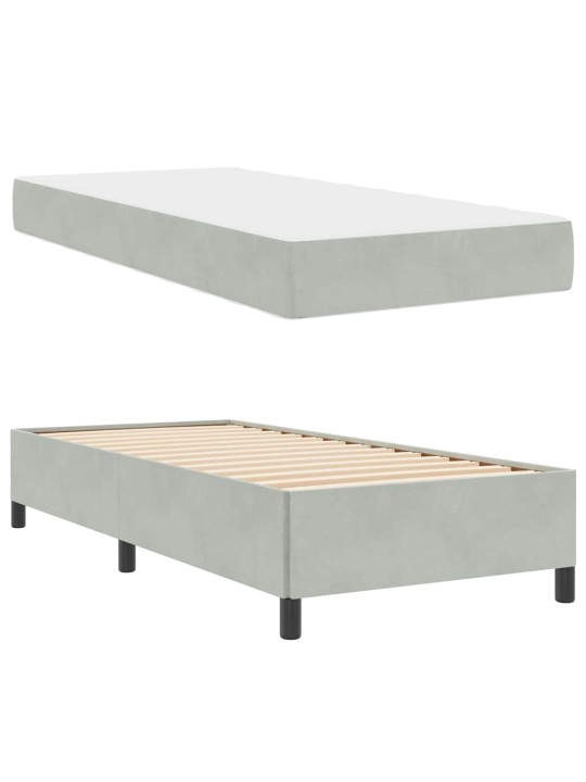 Gultas rāmis gaismi pelēks, pelēks un balts 100 x 200 cm samts