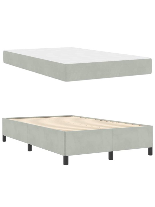 Gultas rāmis balts un gaismi pelēks 120 x 190 cm samts