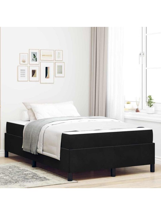 Gultas rāmis ar matraci melns un balts 120 x 190 cm samts