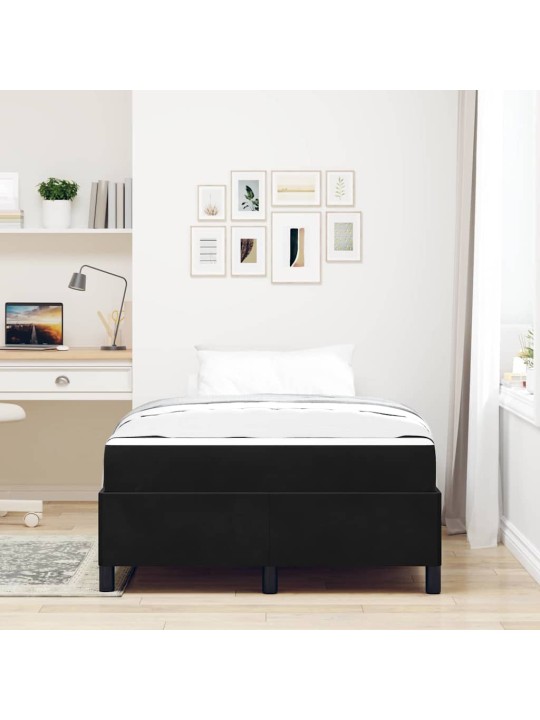 Gultas rāmis ar matraci melns un balts 120 x 190 cm samts