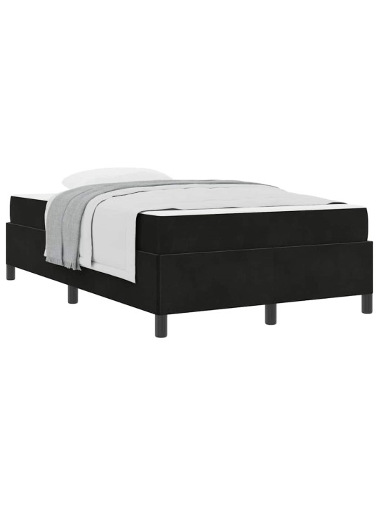 Gultas rāmis ar matraci melns un balts 120 x 190 cm samts