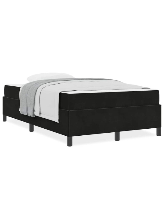 Gultas rāmis ar matraci melns un balts 120 x 190 cm samts