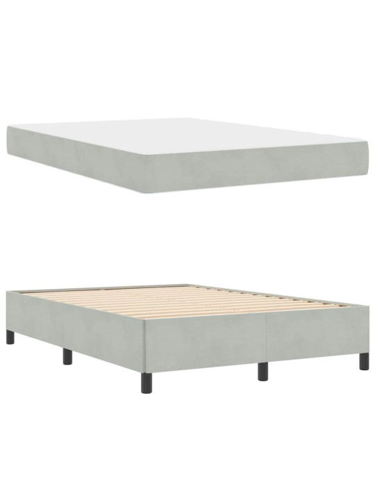 Gultas rāmis gaismi pelēks un pelēks 140 x 190 cm samts