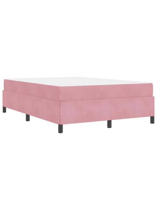 Gultas rāmis ar matraci rozā un balts 140 x 190 cm samts