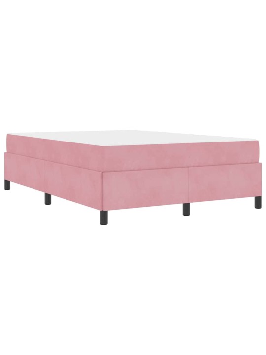 Gultas rāmis ar matraci rozā un balts 140 x 190 cm samts
