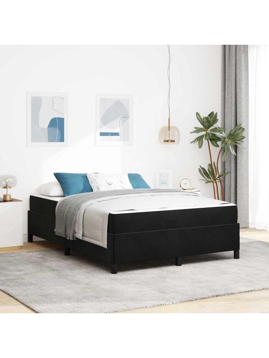 Gultas rāmis ar matraci melns un balts 140 x 200 cm samts