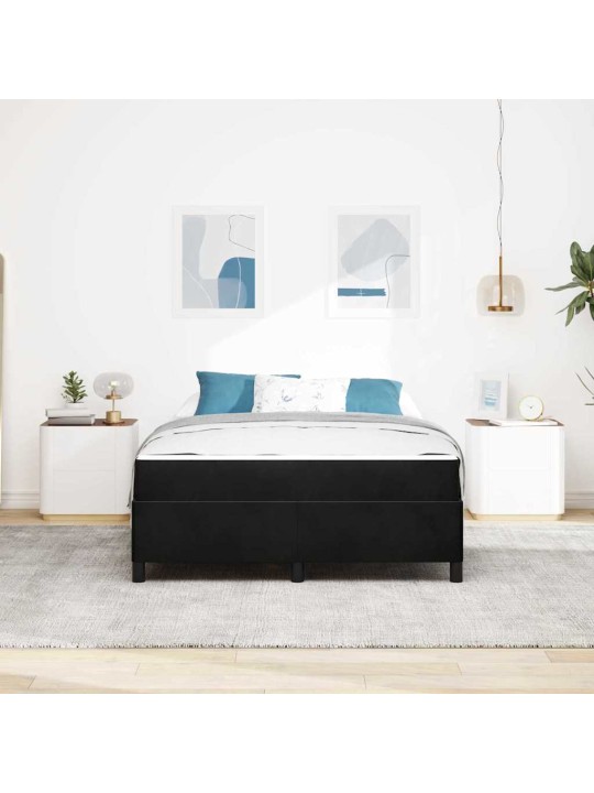 Gultas rāmis ar matraci melns un balts 140 x 200 cm samts