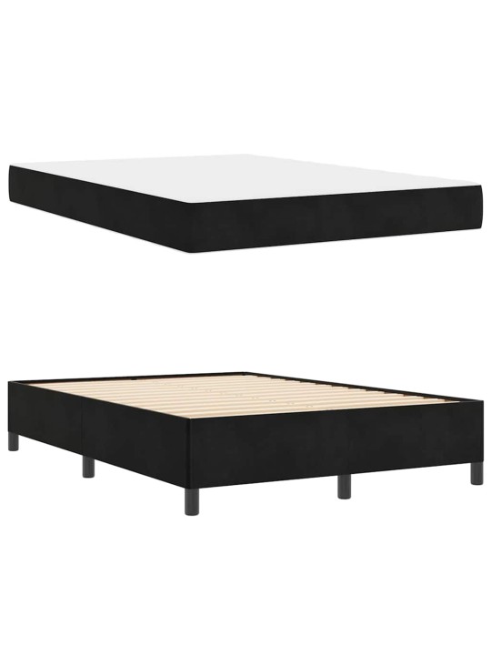 Gultas rāmis ar matraci melns un balts 140 x 200 cm samts