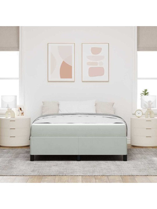 Gultas rāmis balts, gaismi pelēks un pelēks 160 x 200 cm samts