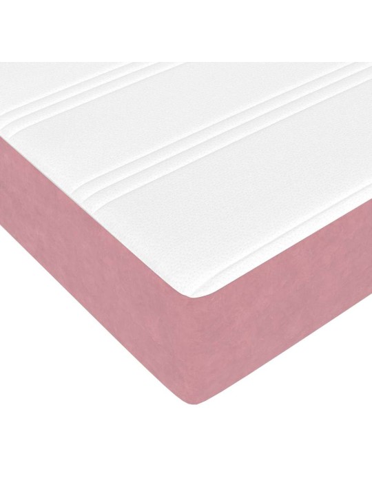 Gultas rāmis ar matraci rozā un balts 160 x 200 cm samts