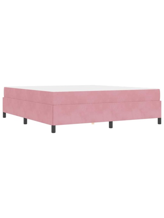 Gultas rāmis ar matraci rozā un balts 180 x 200 cm samts