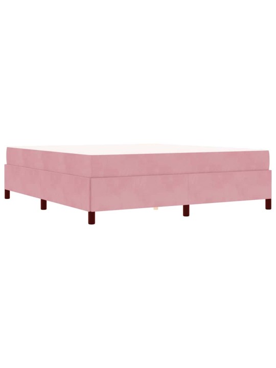 Gultas rāmis ar matraci rozā un balts 180 x 200 cm samts