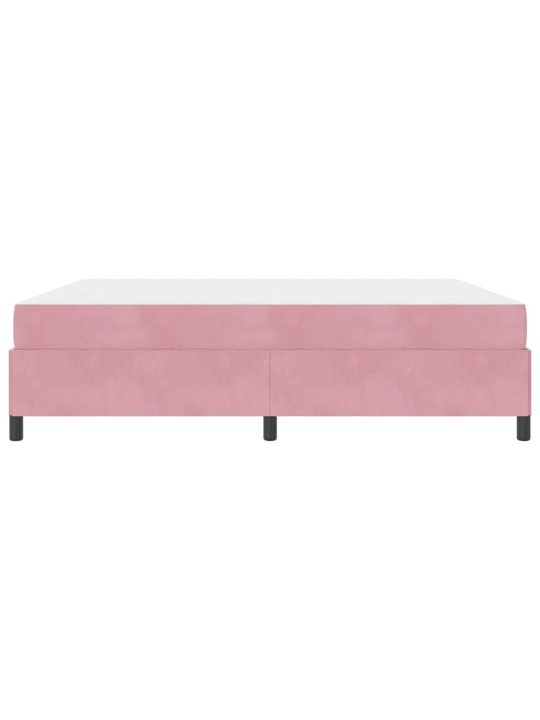 Gultas rāmis ar matraci rozā un balts 180 x 200 cm samts