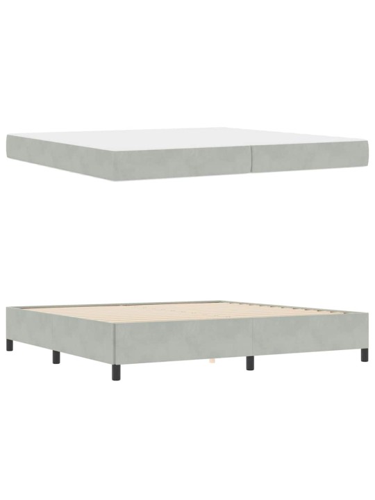 Gultas rāmis gaismi pelēks, pelēks un balts 200 x 200 cm samts