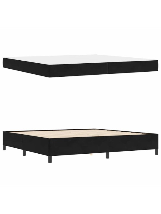 Gultas rāmis melns un balts un melns 200 x 200 cm samts