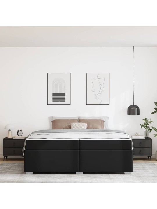 Gultas rāmis melna 200 x 200 cm mākslīgā āda