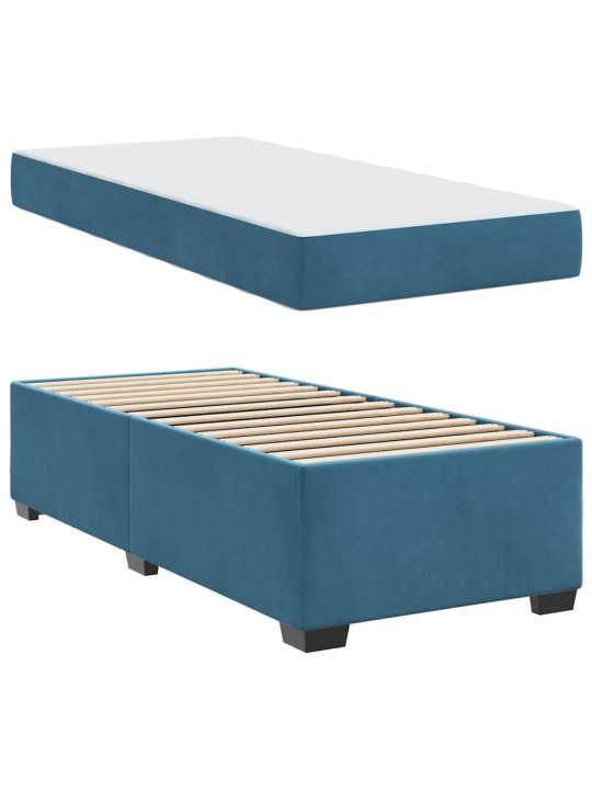 Gultas rāmis ar matraci ar matraci zila 80 x 200 cm samts