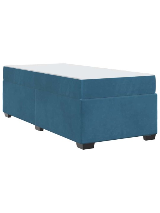 Gultas rāmis ar matraci ar matraci zila 80 x 200 cm samts