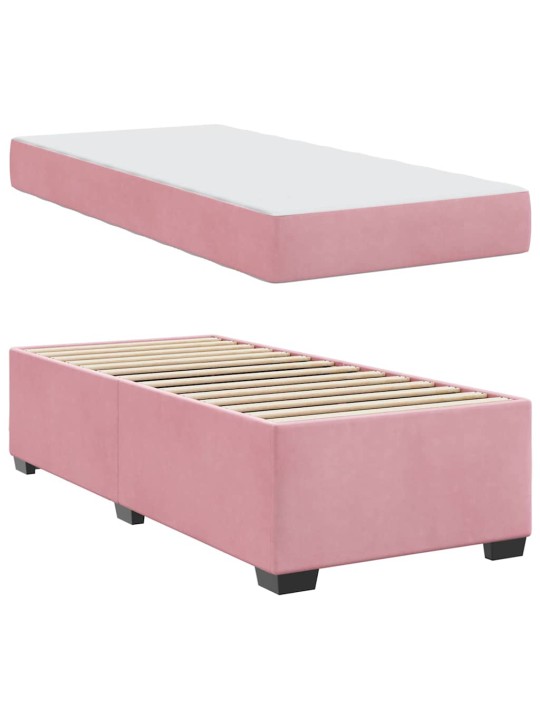 Gultas rāmis ar matraci ar matraci rozā 80 x 200 cm samts