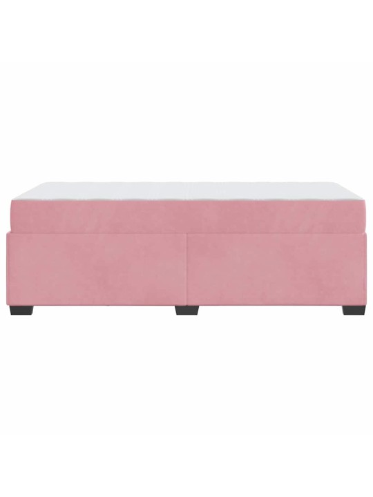 Gultas rāmis ar matraci ar matraci rozā 80 x 200 cm samts