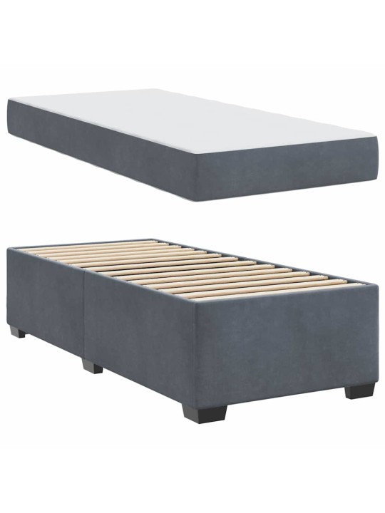 Gultas rāmis ar matraci tumši pelēka 90 x 200 cm samts