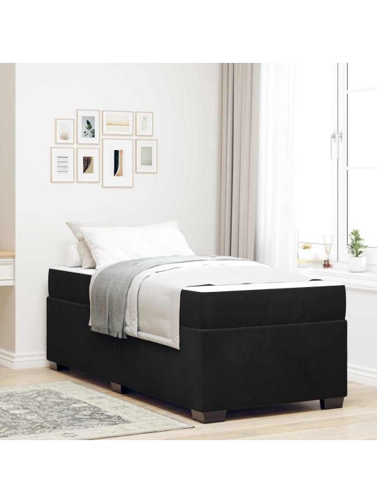 Gultas rāmis ar matraci ar matraci melna 90 x 200 cm samts