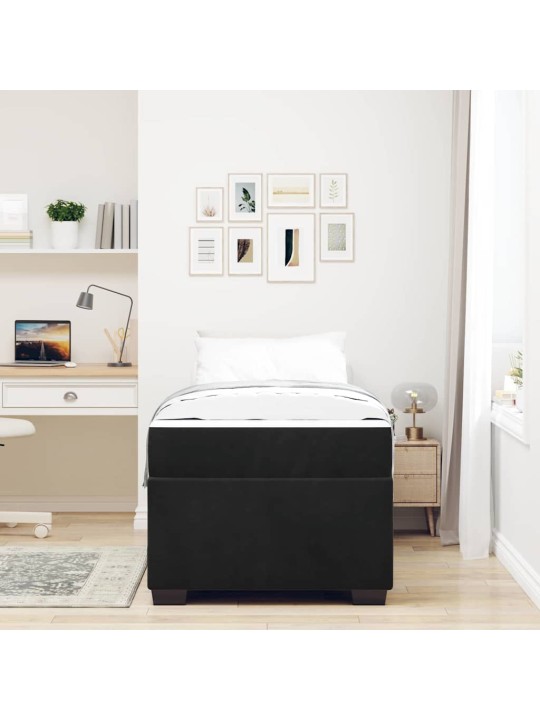 Gultas rāmis ar matraci ar matraci melna 90 x 200 cm samts