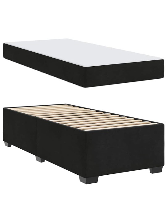 Gultas rāmis ar matraci ar matraci melna 90 x 200 cm samts
