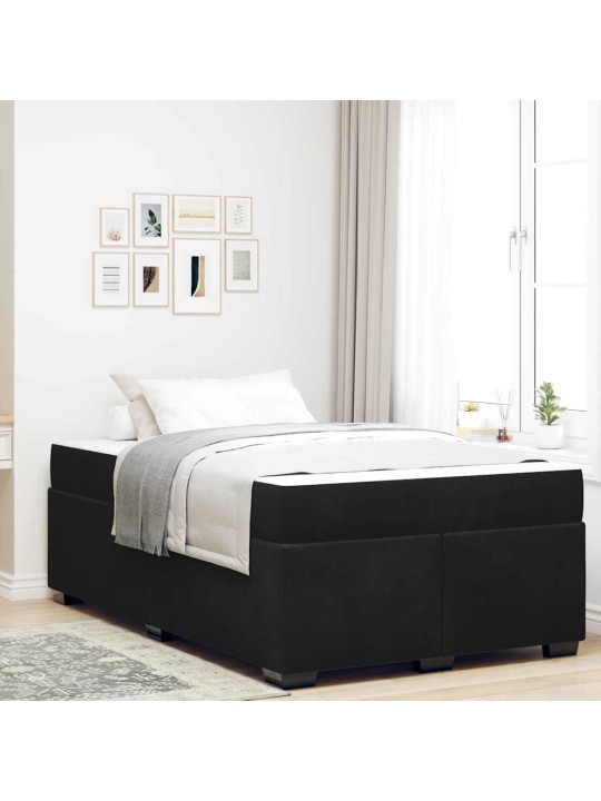 Gultas rāmis ar matraci ar matraci melna 120 x 190 cm samts