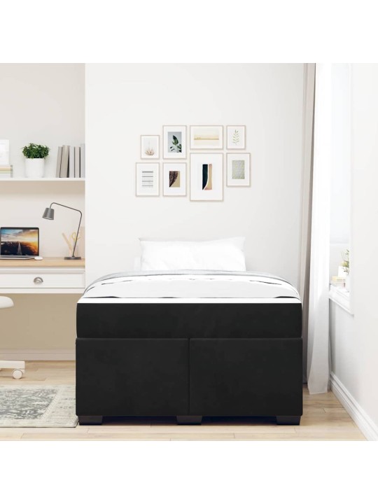 Gultas rāmis ar matraci ar matraci melna 120 x 190 cm samts