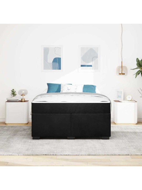 Gultas rāmis ar matraci ar matraci melna 140 x 200 cm samts