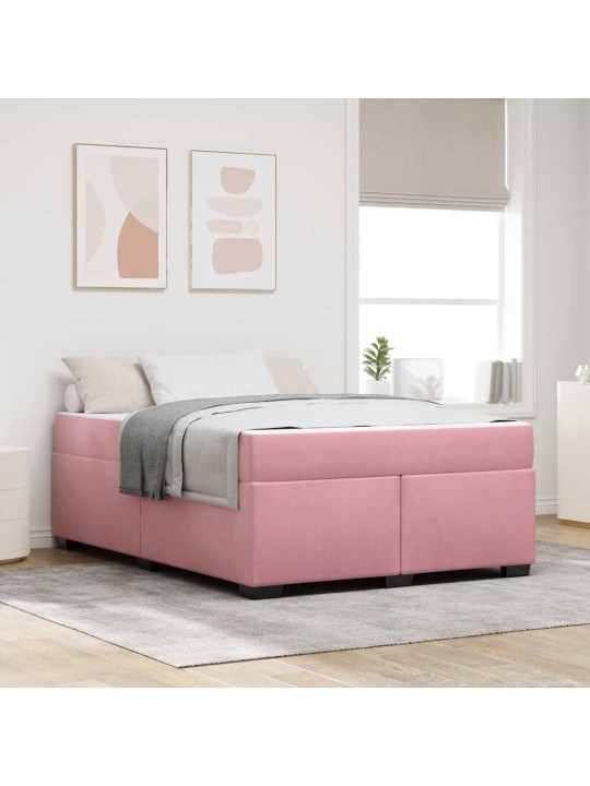 Gultas rāmis ar matraci ar matraci rozā 160 x 200 cm samts