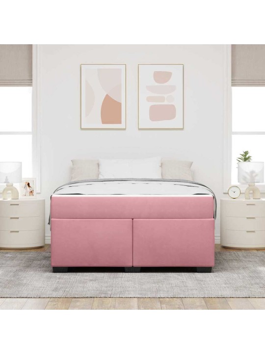 Gultas rāmis ar matraci ar matraci rozā 160 x 200 cm samts