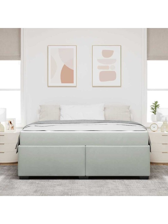 Gultas rāmis ar matraci gaiši pelēka 180 x 200 cm samts