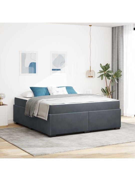 Gultas rāmis ar matraci tumši pelēka 180 x 200 cm samts