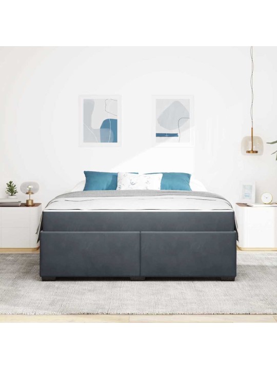 Gultas rāmis ar matraci tumši pelēka 180 x 200 cm samts