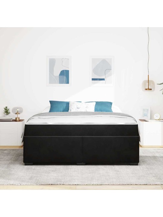 Gultas rāmis ar matraci melna 180 x 200 cm samts
