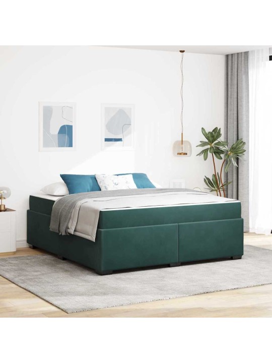 Gultas rāmis ar matraci tumši zaļa 180 x 200 cm samts