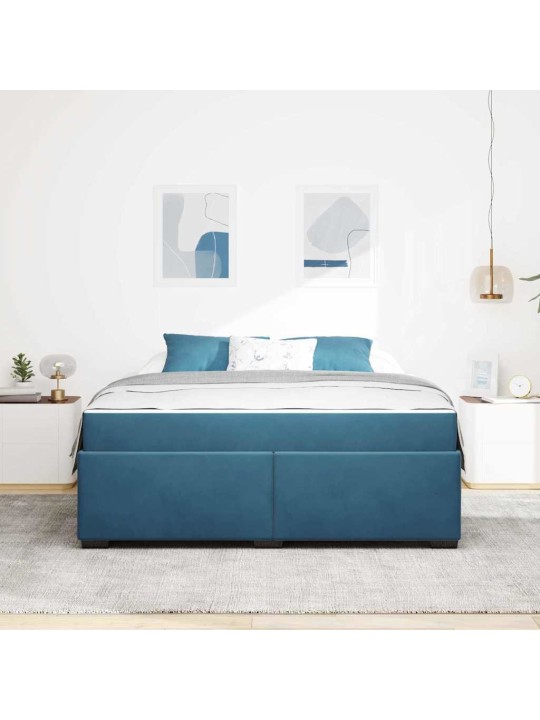 Gultas rāmis ar matraci tumši zila 180 x 200 cm samts