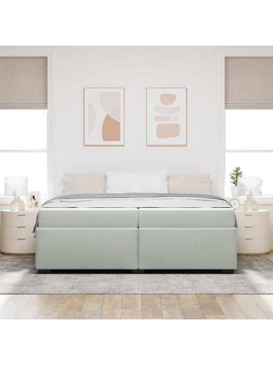Gultas rāmis ar matraci gaiši pelēka 200 x 200 cm samts