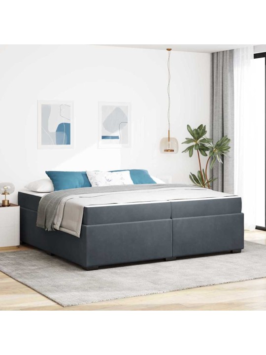 Gultas rāmis ar matraci tumši pelēka 200 x 200 cm samts