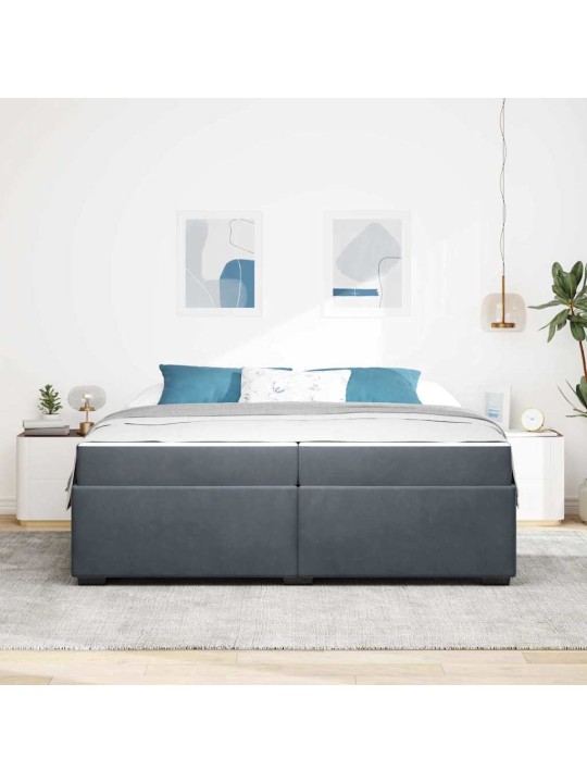 Gultas rāmis ar matraci tumši pelēka 200 x 200 cm samts