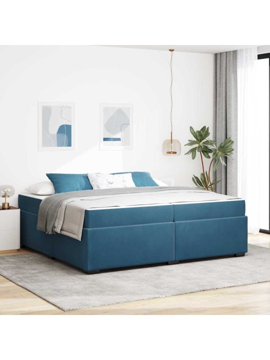 Gultas rāmis ar matraci tumši zila 200 x 200 cm samts