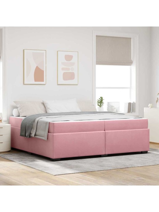 Gultas rāmis ar matraci rozā 200 x 200 cm samts