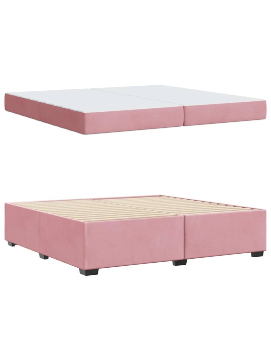 Gultas rāmis ar matraci rozā 200 x 200 cm samts