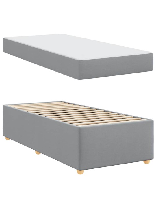 Gultas rāmis ar matraci gaiši pelēka 80 x 200 cm audums