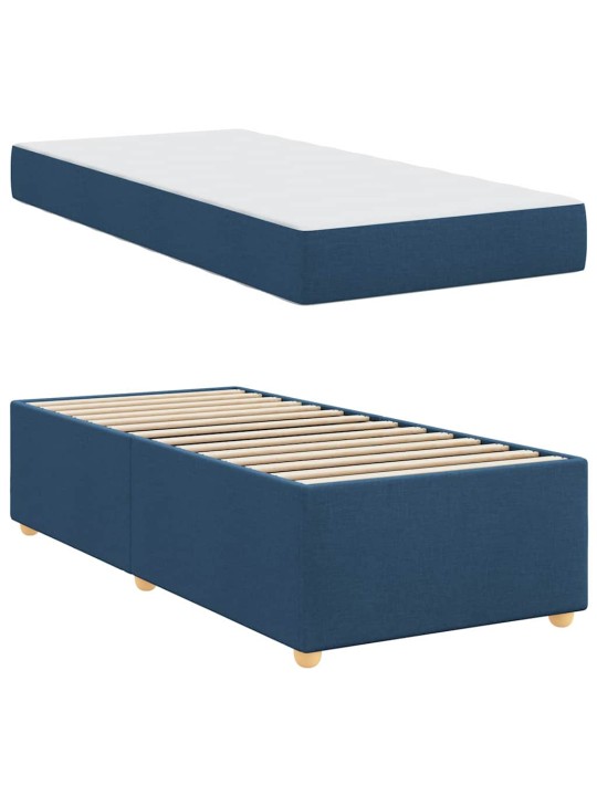 Gultas rāmis ar matraci ar matraci zila 80 x 200 cm audums