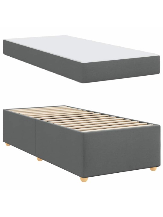 Gultas rāmis ar matraci tumši pelēka 90 x 200 cm audums