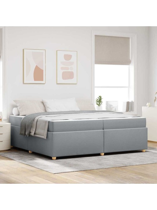 Gultas rāmis ar matraci gaiši pelēka 200 x 200 cm audums