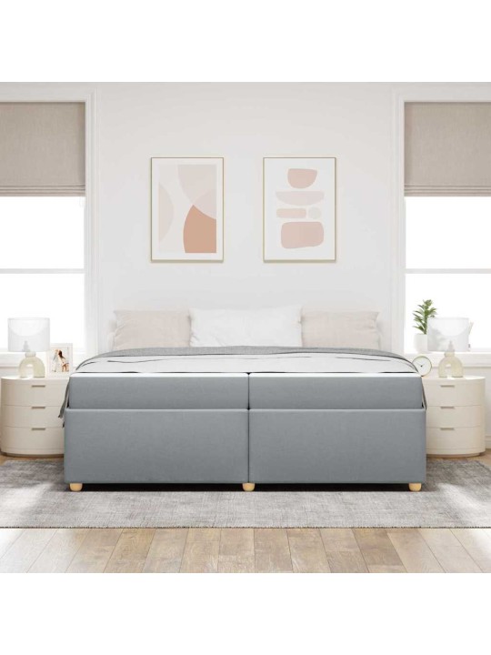 Gultas rāmis ar matraci gaiši pelēka 200 x 200 cm audums